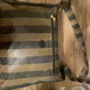 Authentic Fendi pequin vintage messenger bag